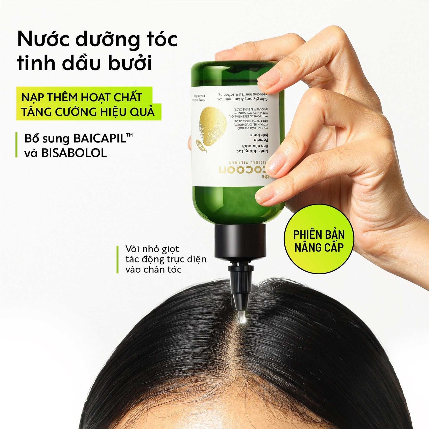 Cocoon Pomelo Hair Tonic 140mlThe vegan pomelo cocoon hair tonic is a treatment product for hair loss, weak hair, thin hair and slow hair growth.From Vietnamese traditional pomelo peel oil blend