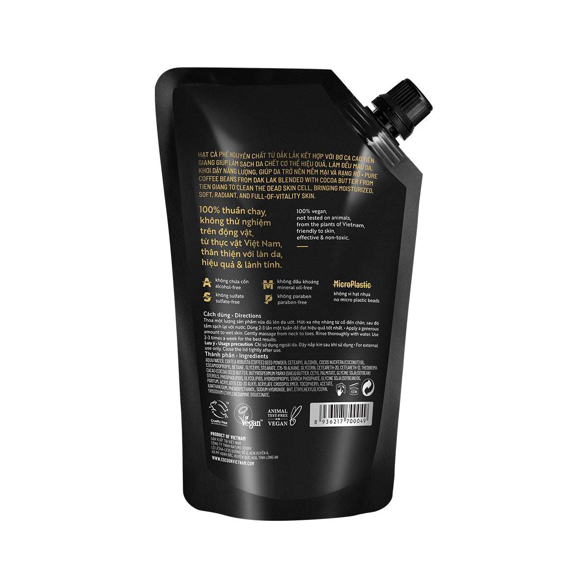 Cocoon Dak Lak Coffee Body Polish 600mlPure coffee beans from Dak Lak combine with cocoa butter from Tien Giang to effectively clean the dead skin cell, even the skin tone, arouse the energy for soft and
