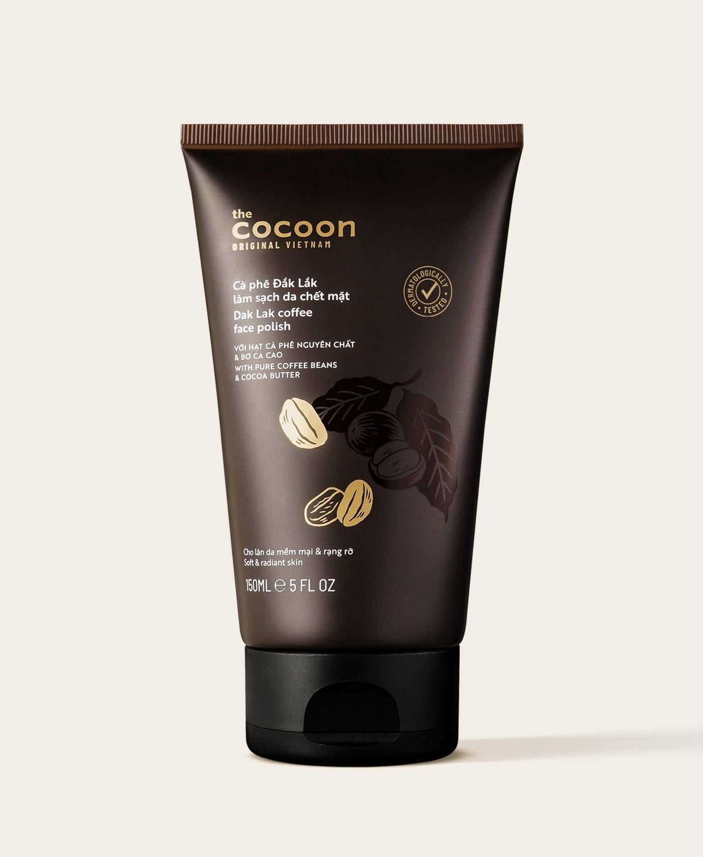 Cocoon Dak Lak Coffee Face Polish 150mlFinely ground Dak Lak coffee beans blended with Tien Giang cocoa butter to help you remove old and dull dead skin cells, awaken the fresh, energetic smooth and soft
