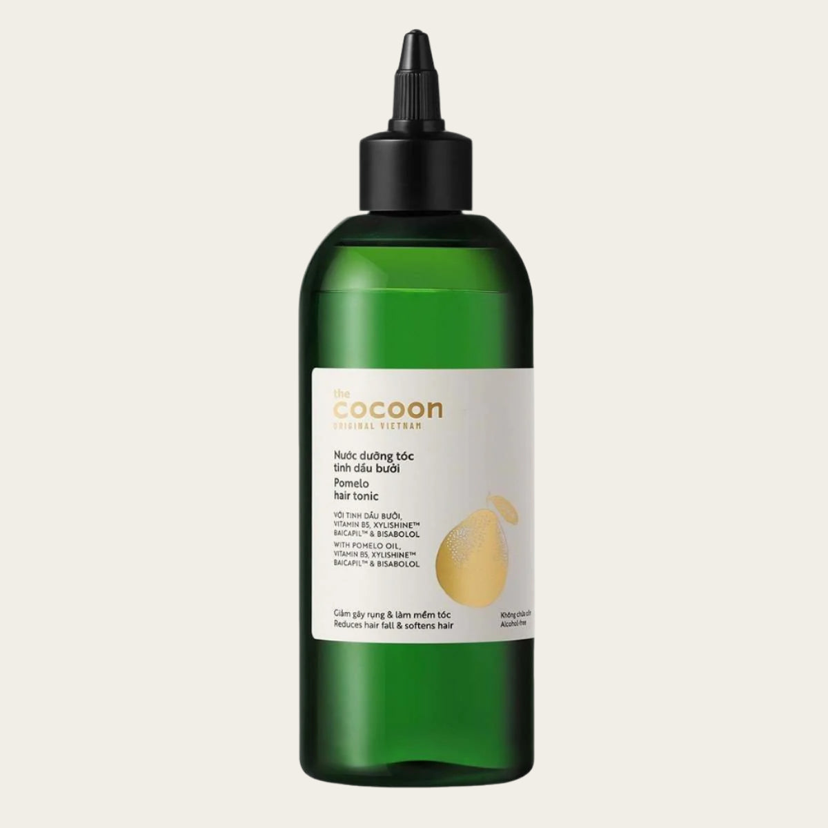 Cocoon Pomelo Hair Tonic 310mlThe vegan pomelo cocoon hair tonic is a treatment product for hair loss, weak hair, thin hair and slow hair growth.From Vietnamese traditional pomelo peel oil blend